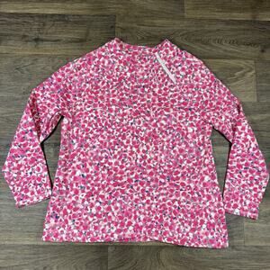T By Talbots Sweatshirt Womens XL Pink Colorful Knit 1/4 Side Zip Long Sleeves